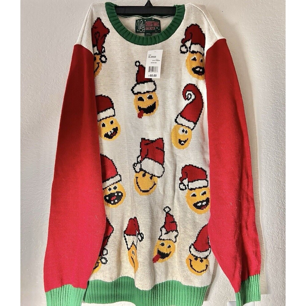 NWT Emoji Faces Christmas Sweater by Ugly Christmas Sweater $60 Retail XL Unisex